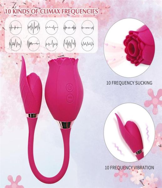 Massage Dual Motor Rose Saugen Vibrator 10 frequenz Vibration Ei Vibrator Nippel Klitoris Stimulator Erotische Produkt Sex Spielzeug for3155081