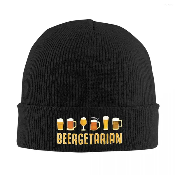 Berets Beergetarian T Shirt Beer Garden Drink Brewer Chapéus de malha de alta qualidade Moda Homens Mulheres Headwear Caps