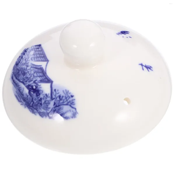 Set di stoviglie Coperchio per teiera in ceramica Sostituzione coperchio per bollitore da tè in porcellana bianca blu Blu Coperchi per pentole in stile cinese Accessori piccoli