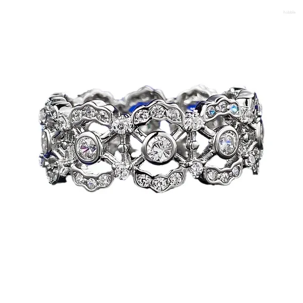 Cluster Ringe 2024 Licht Luxus Stil 925 Silber Stoff Ausschnitt Muster Vintage Ring Modeschmuck Mädchen