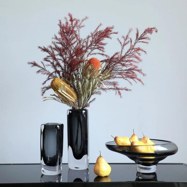 Vasos Moderno Espessado Vidro Reto Fruta Bandeja Flor Vaso Decoração Varanda Sala de Estar Modelo Soft Home