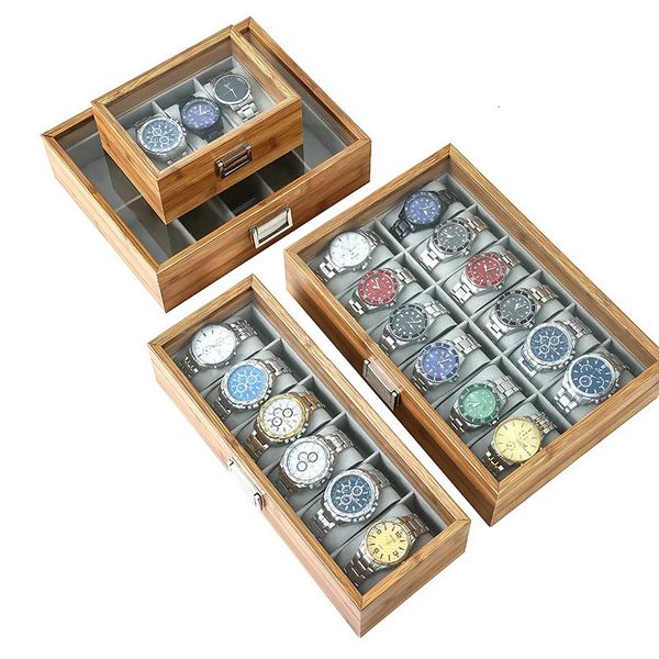 Vansoho estilo criativo e ecológico de bambu 3 6 10 12 caixa de armazenamento de relógio caixa de relógio estilo chinês 240123