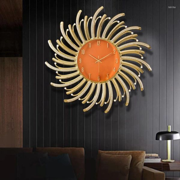 Relógios de parede Relógio de luxo Decoração de casa grande cristal design moderno sala de estar decoração diamante relógio digital reloj de pared