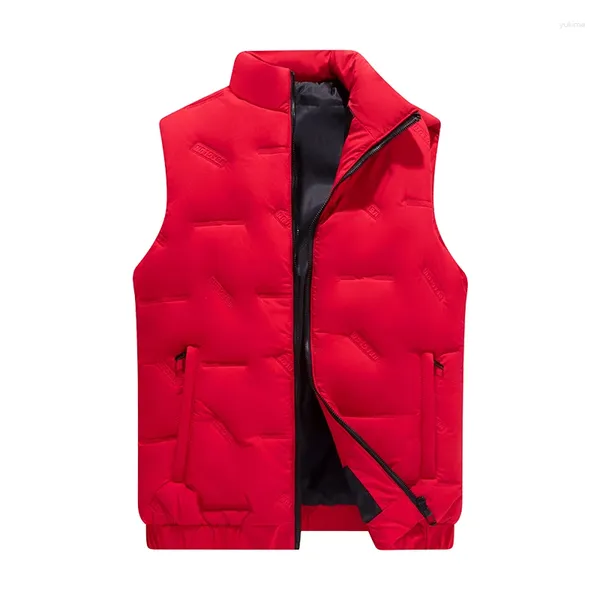 Gilet da uomo Giacca senza maniche per uomo Tinta unita Taglie forti Gilet in cotone casual Cerniera calda invernale Gilet maschile Moda All-match