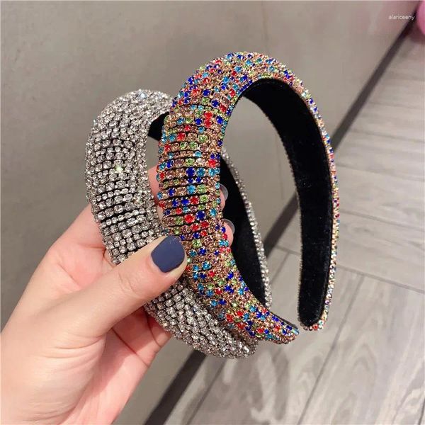 Grampos de cabelo feitos à mão completo diamante acolchoado barroco headbands luxo cristal hairbands para mulheres strass tiara bling acessórios em massa