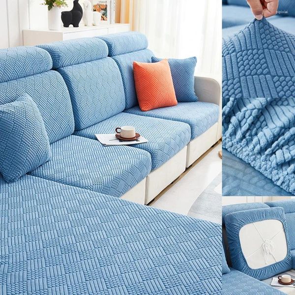 Fodere per sedie Fodera per cuscino per divano in peluche jacquard spesso Chalse Fodera per schienale lungo con protezione elasticizzata per divano 1/2/3/4