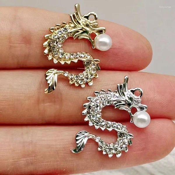 Takılar 8pcs Moda Bling Buzlu Kristal Dragon Hayvan Diy kolyeleri yapmak için kolye küpeler bilezik mücevher aksesuarları