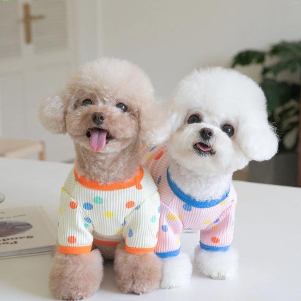 Hundebekleidung, supersüße Baumwoll-Haustierkleidung, bunt gepunktetes Hemd, Kleidung, Katze, Preppy