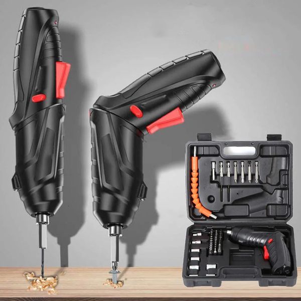 3.6v chave de fenda elétrica recarregável conjunto de ferramentas elétricas com alça giratória sem fio kit de broca de impacto para reparo de manutenção doméstica 240131