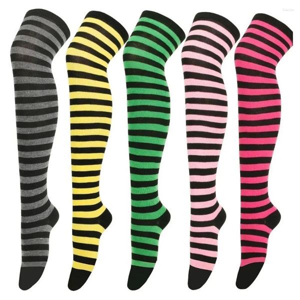 Kadın Socks Girl Stripe Dans Spor Çorapları JK Bayanlar Anime Cosplay Aşırı Diz Yüksek Tikalı Tarz Noel Çorap Hediyesi