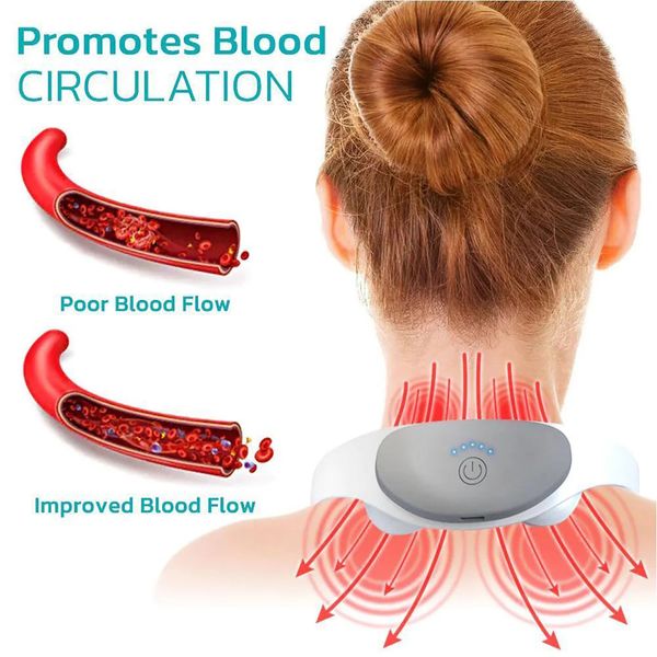 Elektrisches Nackenvibrationsmassagegerät, 5 Modi, intelligentes, tragbares 3D-Nackenmassagegerät zur Linderung von Nackenschmerzen, tiefe Entspannung, 240202