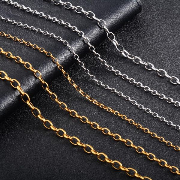 Ketten 316L Edelstahl Rolo Halskette Für Frauen Männer Link Oval O Kette Choker Hip Hop Schmuck Zubehör Auf Hals kragen DIY Geschenk