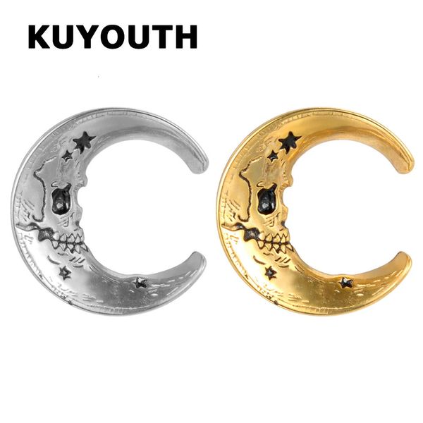 Kuyouth est esqueleto de aço inoxidável lua tampões de ouvido medidores expansores corpo piercing jóias brinco túneis macas 2 pçs 240130