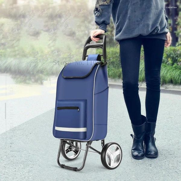 Borse portaoggetti Borsa per la spesa pieghevole Carrello Carrello Rimorchio portabagagli portatile Alimentari Ruote in gomma resistenti all'usura Cuscinetto 100 kg