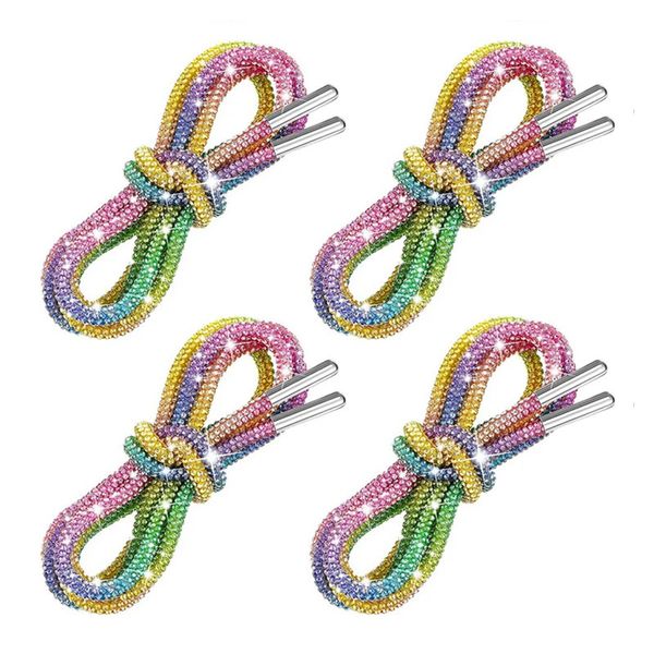 Cadarços de sapato redondos para tênis diy arco-íris cadarços diamante luxo strass roupas adequadas calças cadarço 1 peça 240130