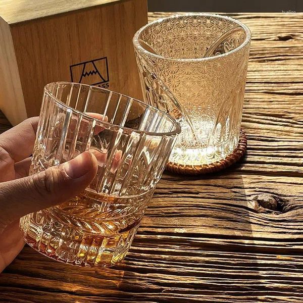 Şarap bardakları Japon el yapımı kabartma kristal cam yüksek güzel yabancı viski güçlü su