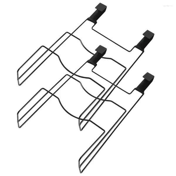 Küchenaufbewahrung, 2 Stück, Eisen, nagelfrei, Schranktür zum Aufhängen, praktischer Abfluss, Topfdeckel, Rack, Schneidebrett, 2 Stück, schwarzes Gadget