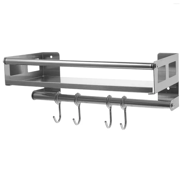 Rack de condimentos para armazenamento de cozinha Prateleiras de metal Suporte para utensílios de cozinha Parede de aço inoxidável