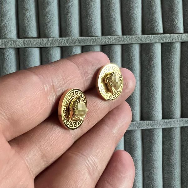 15mm hip hop homens menino designer de marca original cabeça redonda parafuso prisioneiro 750 aço inoxidável 18k ouro prata rosa mulheres menina brincos jóias de casamento pai namorado presente