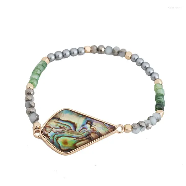 Link Armbänder SRCOI Handgemachte natürliche Abalone Shell Armband für Frauen Sommer Beache Geschenke elastische Perlen Hand Modeschmuck