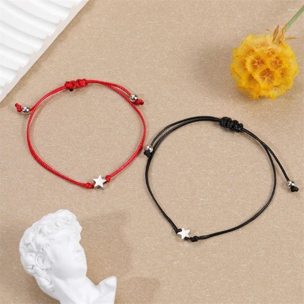 Braccialetti con ciondoli 2 Pz/set 2024 Gioielli Fatti A Mano In Pelle Tessuto Stella Per Le Donne Polsino Dell'annata Bracciale Regolabile Pulseras