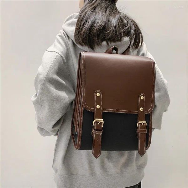 Sacos escolares moda estilo coreano feminino alta capacidade retro mochilas bolsas estudantes vintage multi camada ombro