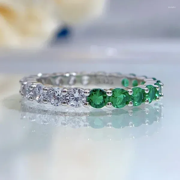 Cluster-Ringe Vielseitiger 925er Sterlingsilber-Jade-Hochkohlenstoff-Diamantring für Damen, elegante Hochzeit, Boutique-Schmuck