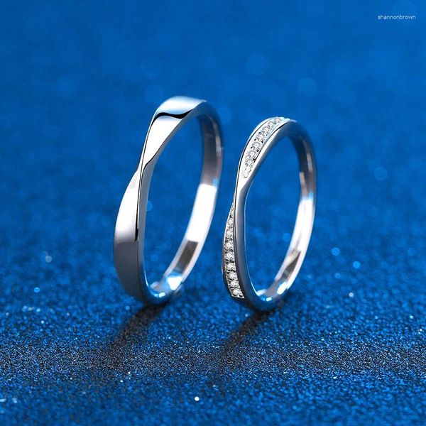 Cluster-Ringe, klassisches Ehering-Set für Sie und Ihn, passende Damen-Moissanit-Verlobungs-Brautsets, S925-Silberschmuck
