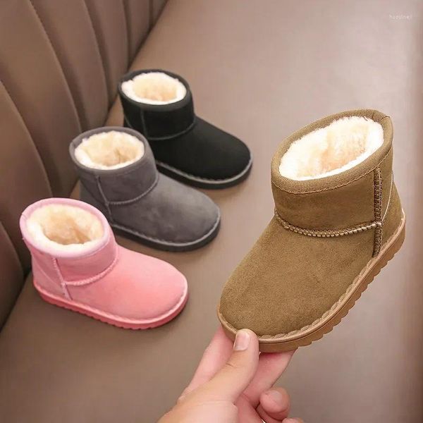 Botas moda crianças sapatos casuais para meninas meninos algodão neve 2024 inverno quente pelúcia crianças tênis tamanho 23-33