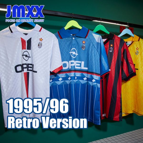 JMXX 95-96 AC Milano Retro Soccer Jerseys Home Away Milano Mens Uniformes Jersey Homem Camisa de Futebol 1995 1996 Fan Versão