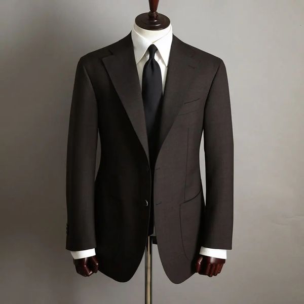 Классические камвольные мужские костюмы из 15% шерсти для свадьбы, смокинг жениха, 2 шт., пиджак и брюки, деловой костюм для деловой вечеринки, элегантный мужской костюм 240125