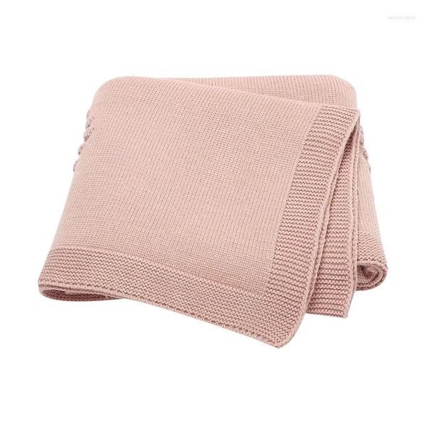 Coperte Born Baby Pink Traspirante in maglia Infantile Boy Girl Passeggino Biancheria da letto Copertine per bambini Tappetini per ricevere 90 70 cm