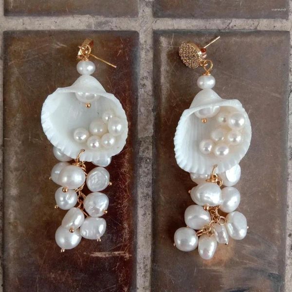 Orecchini pendenti Orecchini pendenti con perle barocche naturali d'acqua dolce Orecchini con nappa lunga a goccia per gioielli da donna