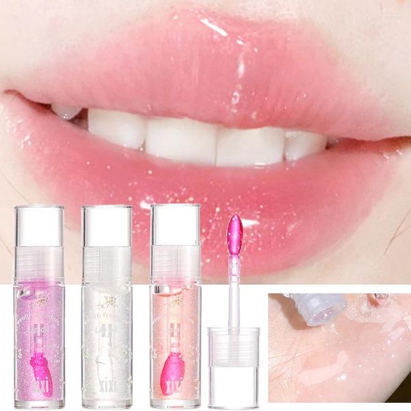 Блеск для губ, меняющий цвет, перламутровое стекловидное масло, натуральный розовый, увлажняющая жидкая помада, стойкий блеск, желе