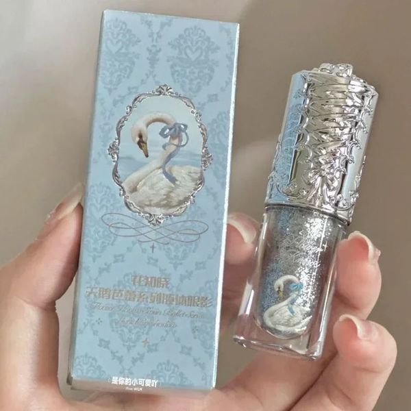 Çiçek bilir Swan Balesi Pırlanta Glitter Sıvı Göz Makyajı Göz Makyajı Su Geçirmez Parlayan Penis Silkböceği Şampanya Altın Göz Farı 240124