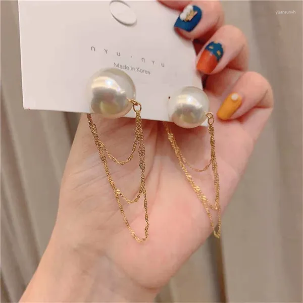 Dangle Küpeler Kore taklidi pearl püskül kadın zarif mücevher 2024 Klasik ön ve arka moda bijoux toptan