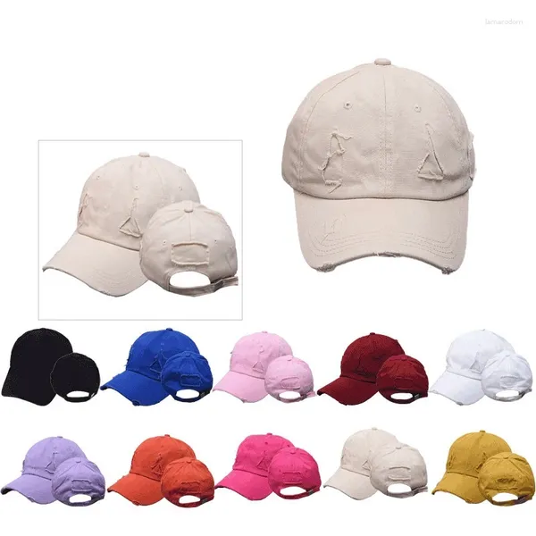 Top Caps Kişilik Deliği Vintage Düz Renkli Dad Hat Unisex Ayarlanabilir İlkbahar Yaz Dış Mekan Gölgelendirme Beyzbol Kapağı Teped