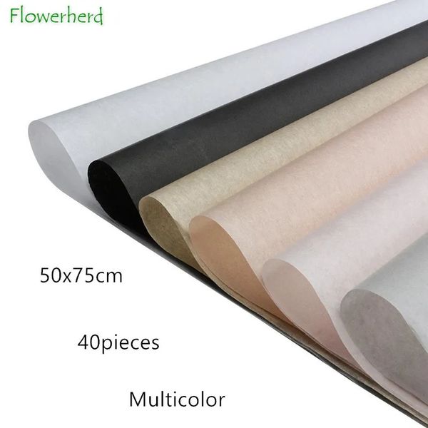 40 pçs/lote 50x75cm diy tecido papel roupas embalagem buquê de flores papel de embrulho presente embalagem artesanato papéis scrapbook papel 240122