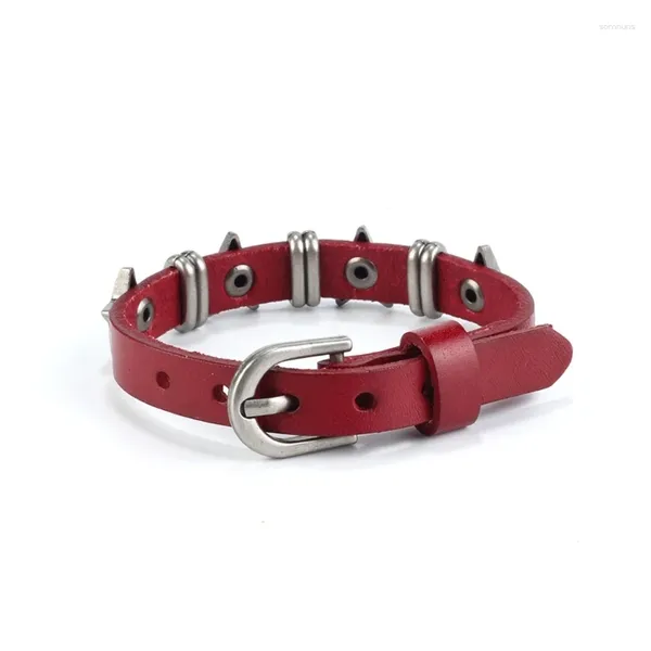 Charm-Armbänder, Punk-Leder-Spike-Armband, Vintage-Gürtelschnalle, Armband-Manschette