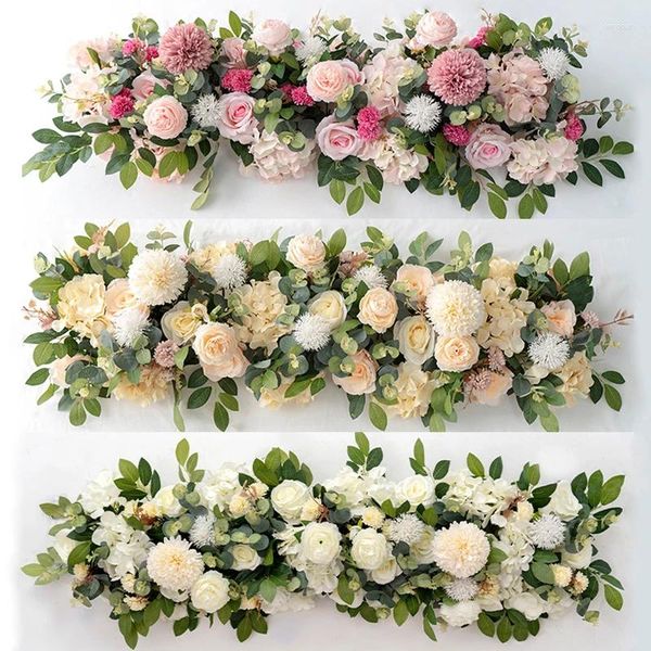 Flores decorativas branco rosa artificial flor linha arranjo casamento arco pano de fundo decoração bebê respiração pendurado floral festa adereços