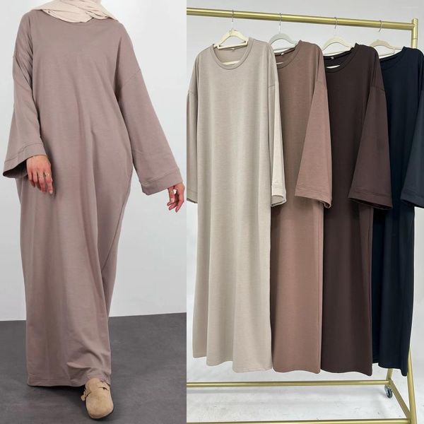 Abbigliamento etnico felpa abaya abito lungo musulmano semplice abayas casual per donne dubai tradizionale indossare abiti islamici di tacchino kaftan hijab