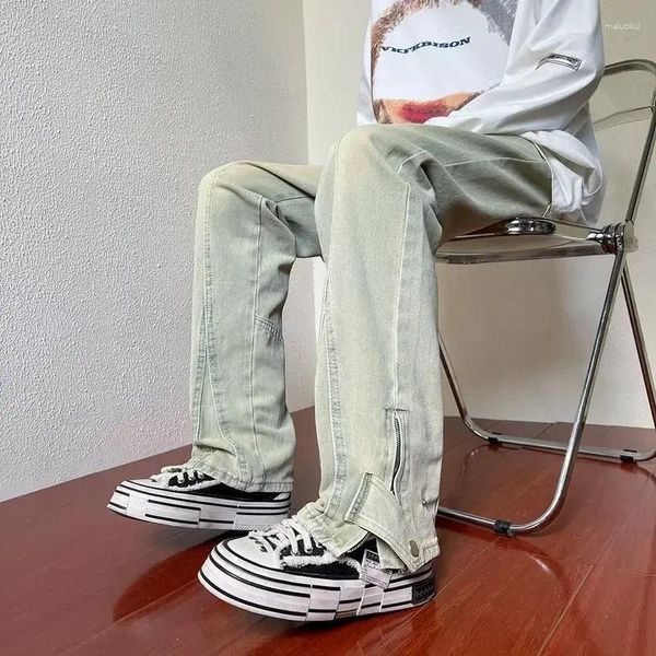 Erkek kot pantolonlar siyah erkek kovboy pantolonlar için kargo erkekler alevlendi punk bootcut bahar sonbahar trend 2024 kış klasik y2k sokak kıyafetleri