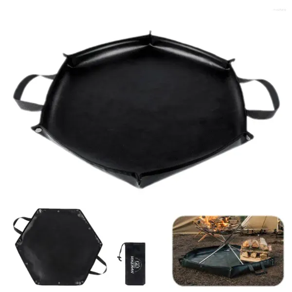 Aufbewahrungsbeutel, sechseckig, faltbar, feuerfeste Matte, flammhemmendes Hochtemperatur-Tuch, Outdoor-BBQ-Brennholzbeutel, Feuerstellen-Pads