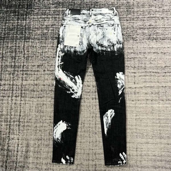 Splash-Ink Jeans Designer para Homens Mulheres Calças Roxa Marca Jeans Outono Buraco 2023 Novo Estilo Bordado Auto Cultivo Mais de 2 Peças 39