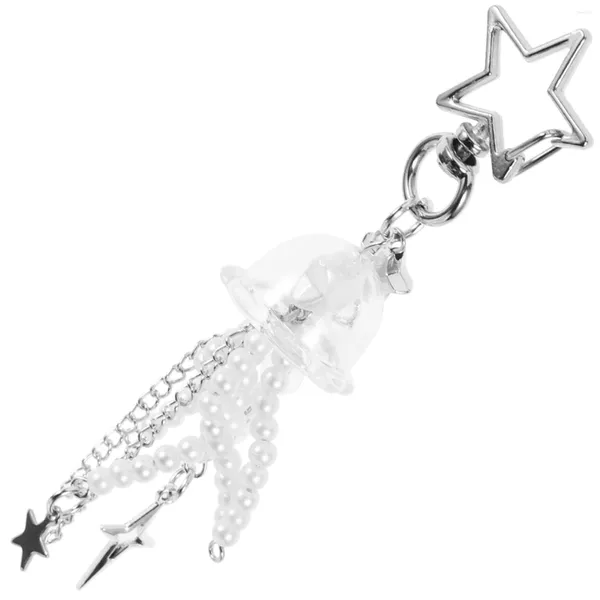 Schlüsselanhänger Geldbörsen Anhänger Schlüsselanhänger für Frauen Qualle Mädchen Perlen Stern Geschenk weiße Tasche Miss