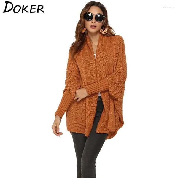 Cardigan lungo da donna lavorato a maglia con maniche a pipistrello maglione da donna 2024 autunno inverno cappotto lavorato a maglia a punto aperto Streetwear taglie forti