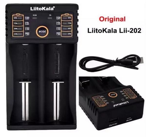 Оригинальный Liitokala Lii202 USB Интеллектуальный зарядное устройство с батареи с функцией мощности для NIMH Lithium Ion для 18650 14500 10440 2615777347