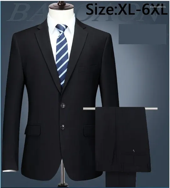 Herrenanzüge Herren Schwarz Farbe Anzug Set Hochwertiger Blazer Sehr großes Kleid Hochzeit Große Übergröße XL 2XL 3XL 4XL 5XL 6XL 7XL 8XL