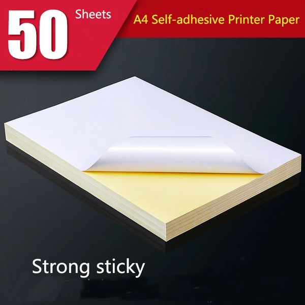 50 folhas a4 branco autoadesivo etiqueta folha de papel de superfície fosca para impressora jato de tinta a laser copiadora papel artesanal 240122