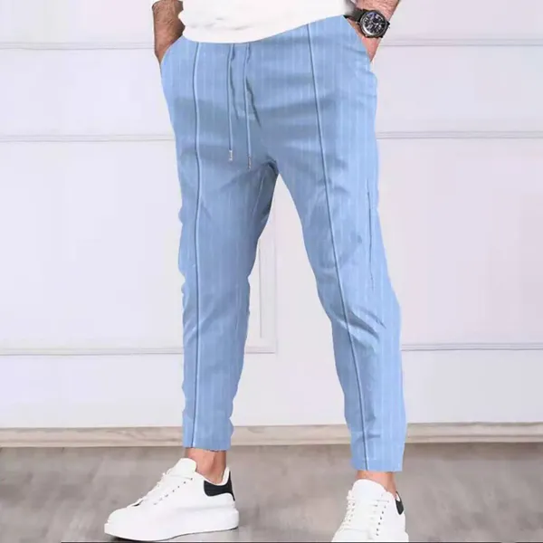 Pantaloni da uomo Pantaloni da uomo in lino casual, vestibilità ampia, gambe dritte, pantaloni in vita elastica, abbigliamento sportivo da spiaggia estivo, gamba larga